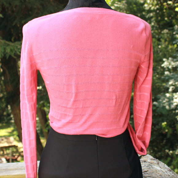 LOFT Springstripe Lightweight Coral Rose Sweater - Picture 6 of 8